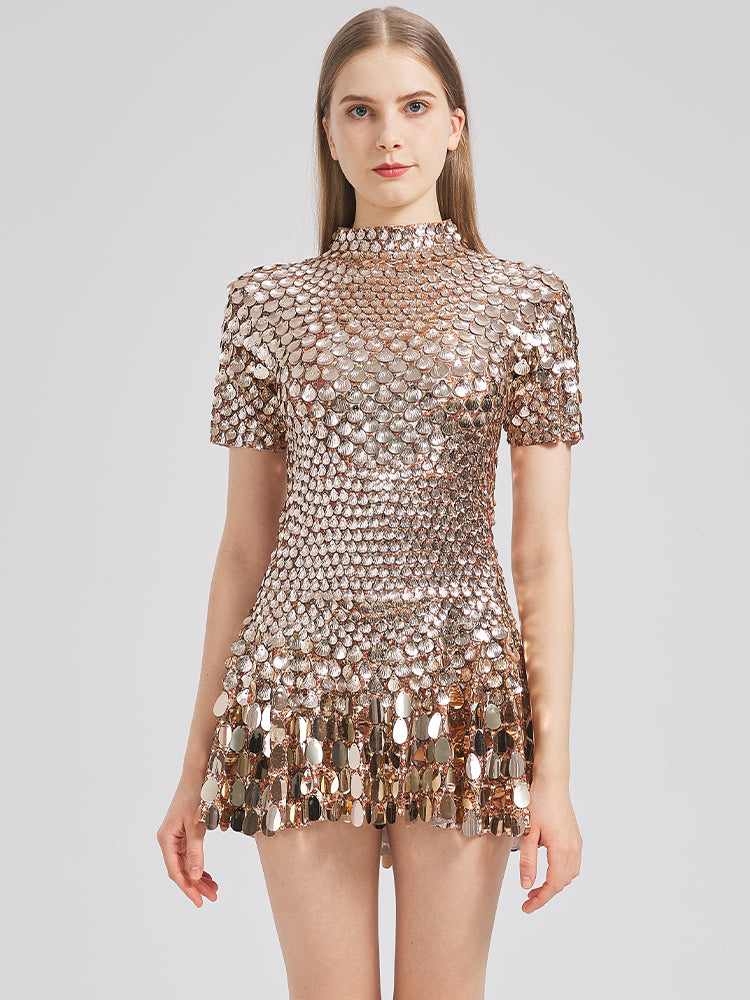 Golden shells dress model