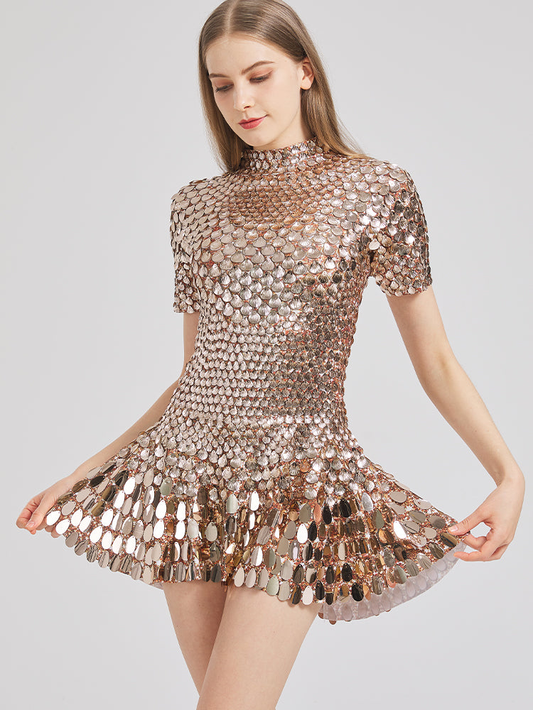 Golden shells dress model